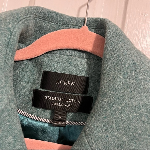 J. Crew Stadium Cloth Nello Gori Majesty Pea Coat Jacket Teal Blue Green 6 P2 - Picture 3 of 7